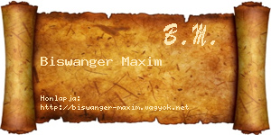 Biswanger Maxim névjegykártya